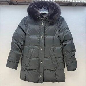 Coach Winter Coat Women's Black S 90% Down Fur Lined Hood Quiet Luxury EUC